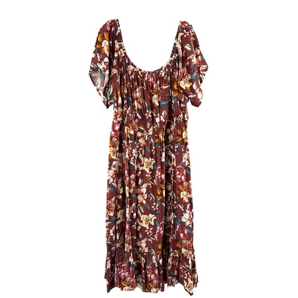 Torrid Women's Plus Size Tea Length Off Shoulder Peasant Dress Floral 4 4X New - Picture 3 of 6